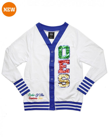 OES SEQUIN PATCH CARDIGAN